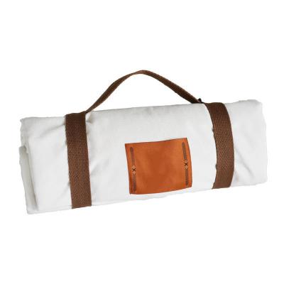 China Custom 200*150cm Canvas Cotton Beach Foldable Picnic Blanket Portable Thick Recycled White Leather for sale