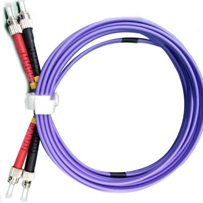 China Multimode ST om4 fiber optic patchcord of telecommunication transmission equipment for sale