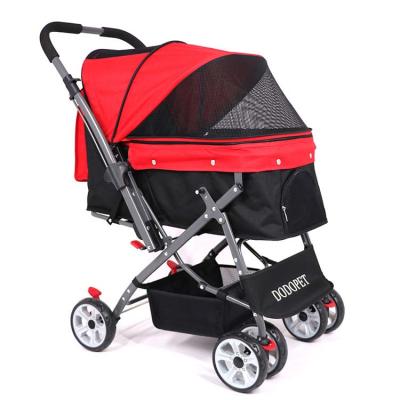 China Wholesale Viable Luxury Folding Pet Stroller For Dog Lightweight Breathable Side Net Pet Moving Stroller for sale