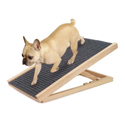 China Sustainable Custom Pet Climbing Ladder China Manufacturer Solid Wood Non Slip Comfortable Folding Adjustable Dog Ramp for sale