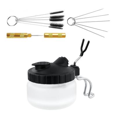 China Metal Airbrush Cleaner Kit Pot with Carpet Nozzle and Air Filter Holder Cleaning Needle for Airbrush Cleaning Repair for sale