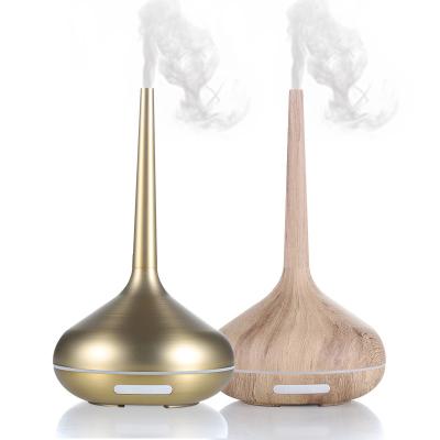 China New Hotel Home Office USB Gold Wooden Aroma Ultrasonic Aromatherapy 7 Led Color Cool Mist Essential Oil Diffuser for sale