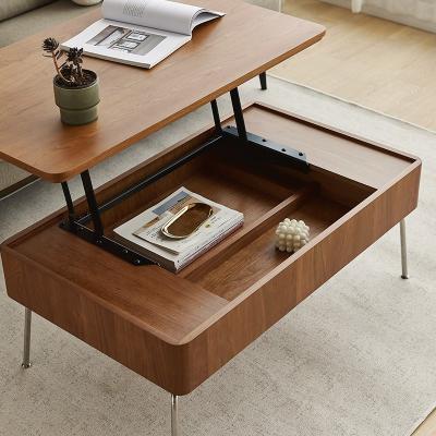 China Modern Multifunctional Wooden Lift Top (Other) Coffee Table Adjustable With Stainless Steel Metal Legs Coffee Table Adjustable Tea Table for sale