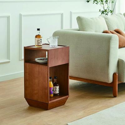 China Stylish Rotatable Wooden 3 Tiers Shelf End Table Modern Storage Side Tables For Living Room for sale