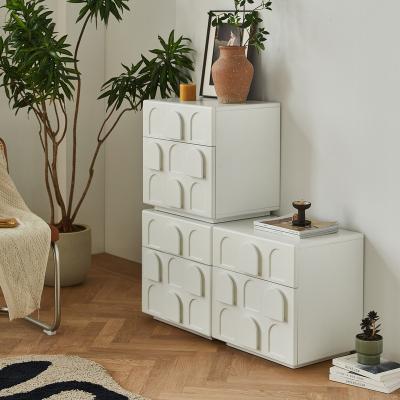 China Modern Stylish White Wooden Sideboard Sideboard Sideboard Foldable Cream Nightstand Cabinet Of Drawers for sale