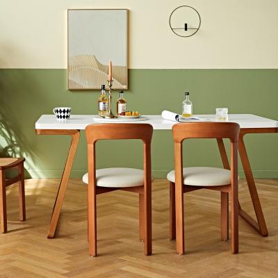 China Newest Stylish High Quality Restaurant Wooden Dining Chair Solid Wood Solid Wood Chairs With Fabric Cushion for sale