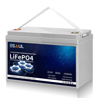 China Toys ESAUL 24V 25.6V 100AH ​​120AH 200AH lithium battery with Smart BMS Bluetooth lifepo4 battery for storage solar energy system for sale