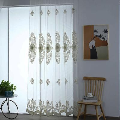 China Luxury Hotel Sheer Window Panel Soundproof Living Room Lace Up Embroidered Curtains for sale