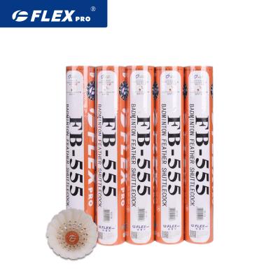 China Feather 12 Pcs Badminton Shuttlecocks Duck Feather Badminton Ball Flexpro Durable FB555 For International Tournament for sale