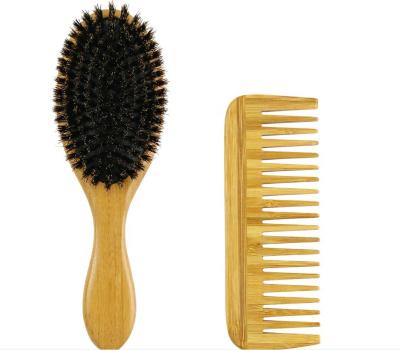 China Hand Craft 2pcs Hair Set Brush Waterproof Environmentally Friendly Natural Bamboo Bamboo Hairbrush Custom Made Hair Brush for sale