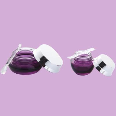 China Custom Cosmetic Luxury Purple Bottle Jars For Cosmetic Creams Lotion PP Face Eye Cream 15g 50g Plastic Jar for sale