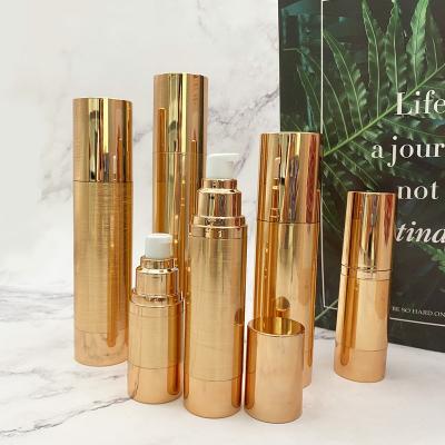 China Package Liquid (Plastic Airless Cosmetic Lotion Bottles Series Gold Metalization Gold Pump Bottle Set for sale