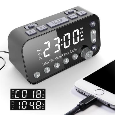 China Factory Supply Directly Good Quality Low MOQ Big LED Display Screen DAB Radio Receiver FM Portable Alarm Clock For Bedroom for sale