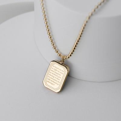 China FASHIONABLE Custom Personalized Stainless Steel Gold Plated Engraved Logo Pendant Necklace for sale