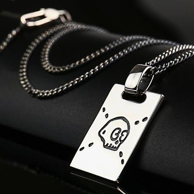 China TRENDY Personalized Engraved Stainless Steel Hip Hop Custom Skeleton Nameplate Necklace Pendant Jewelry for sale