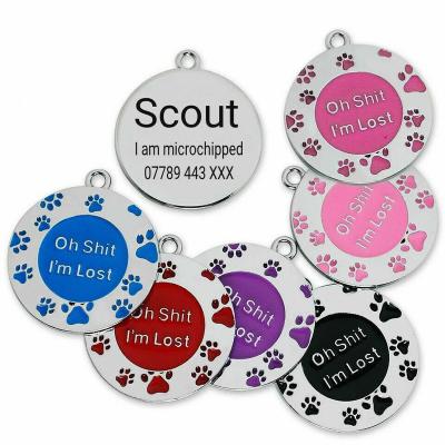 China Europe Custom Printed Personalized Animal Metal Pet ID Tags Zinc Alloy Dog Name Tag Plate for sale