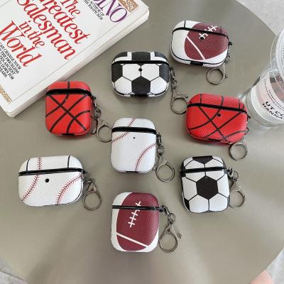 China Fashion Basketball Grain Design Hot Selling PU Leather Anti-drop Earphone Case For Airpods 1/2 Case Pro/3 for sale