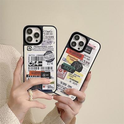 China Tide Mirror Brand Creative Design Shockproof TPU Label Soft Shockproof Phone Case For iPhone 13 13 Pro Max for sale