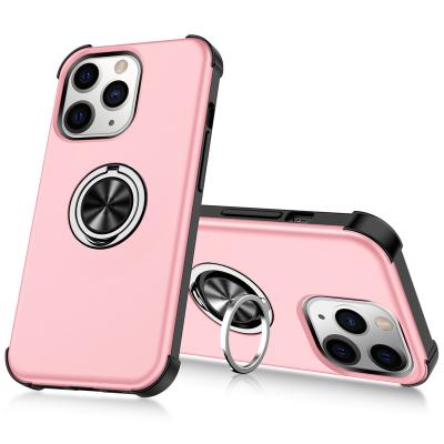 China Shockproof 2 in 1 Shockproof Hybrid TPU PC Phone Case For iPhone 13 12 pro Max With Finger Ring Stand for sale