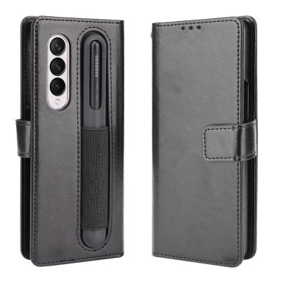 China Crazy Horse Leather Shockproof Wallet Phone Case for Samsung Galaxy Z Fold 3 with S Pen Slot for sale