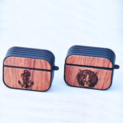 China Custom Logo Nature Wood Case For Airpods Pro Anti-drop Shockproof Case For Airpods 1/2 2021 Wooden for sale