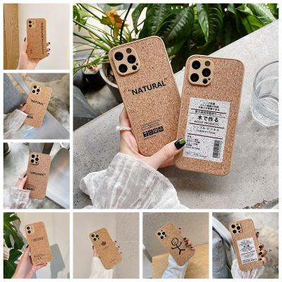 China Hot Selling Eco-friendly Soft TPU Shockproof Recycled Cork Wood Phone Case iphone For 13 13 pro 12 max pro Max Cork Wood Phone Case for sale