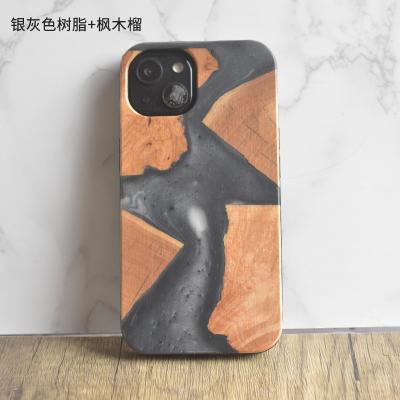 China Shockproof Nature And Wood Resin Phone Case For iPhone 13 Pro Max Resin Wood Case For iPhone 12 for sale