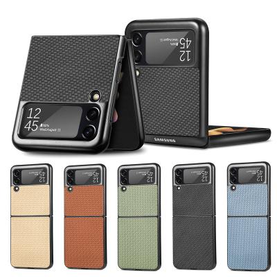 China Shockproof Luxury Design Shockproof Hard PC Grain Carbon Fiber Phone Case For Samsung Galaxy Z Flip 3 Galaxy Z Flip 2 for sale