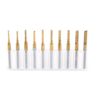 China Tungsten Cobalt Alloy 10pc 1.5-3.175mm PCB Cutter CNC Router Machine Drill Bit Wood End Mills Corn Milling Cutter Tool For Engraving Machine for sale