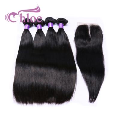 China Full Thick From Weft To End Virgin Human Hair Top Piece Closure Hot Selling Brazilian Hair Wholesale Bundles With Closure for sale