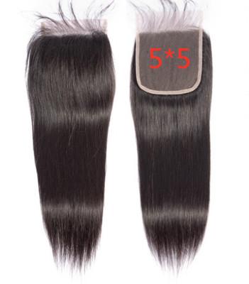 China Full Thick From Weft To End Super Thin Natural Black Straight Hair 5*5 Closure Grade 10A Wig 5*5 Closure New Arrival In Stock for sale