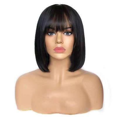 China Full Thick From Weft To End Raw Hair Vendors Wholesale Short Bob Wigs With Bang Hair Extensions Short Wigs For Black Women for sale