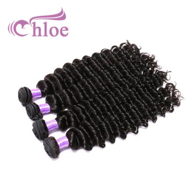 China Full Thick Weft To End Chloe High Quality Organic Natural Black Deep Wave Brazilian Hair For Hair Extensions for sale