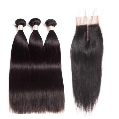 China Full thick from weft to finish 100% China factory hot sale human raw virgin straight hair with hd closure for sale