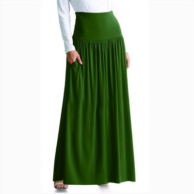 China 100% Cotton Solid Color Anti-Static Highest Waist Fashionable Plain Bubbling Maxi Skirt With Pockets for sale