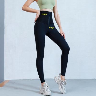 China Breathable Women With Adjustable Body Shaping Yoga Women's Gaiters Tummy Control Yoga Pants Slimming Waist Trainer for sale