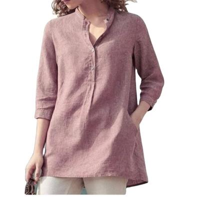 China 2021 Summer New Breathable Urban Casual Support-collar Loose Blouse With Quality Assurance for sale