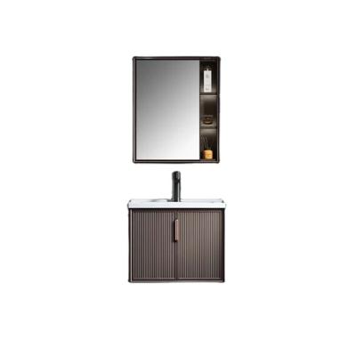 China Modern Bathroom Mirrored Ceramic Cabinets Wash Basin Aluminum PVC With Smart Mirror for sale