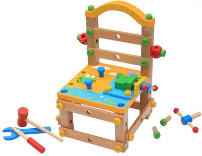 China 3 Years+Wholesale Educational Wooden Chair Wooden Chair Toys Kids DIY Wooden Toys For Children Montessori Toys Set for sale