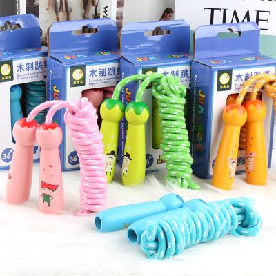 China Ourdoor Kids Rope Toys Cartoon Wooden Fitness Jumping Rope For Kids Fun Outdoor Activity for sale