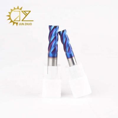 China Solid Carbide CNC Carbide 4 Flutes End Mills Blue Nano Coating Milling Cutter for sale