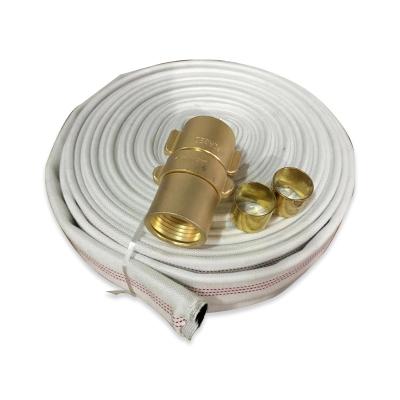 China High Pressure Proof / Excellent Abrasion Resistance 1.5 Inch Canvas Double Jacket Fire Water Fighting Hose With NPT Fit Nozzle for sale