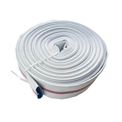 China High Pressure Proof / Excellent Abrasion Resistance 2.5 Inch Water Delivery White Lined Canvas Braid Fire Hose For Irrigation for sale