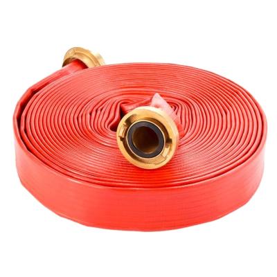 China Red Flexible Coal Mine 38mm Layflat Water Delivery Fire Hose With Coupler 1.5 for sale