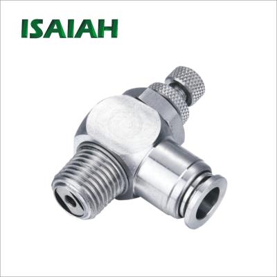 China Advertising Company Air Fitting Stainless Steel Air Flow Control Pneumatic Speed ​​Control Throttle Valve for sale