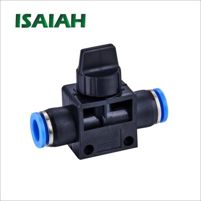 China Advertising Company ISAIAH Pneumatic Plastic Hand Control Valve One Touch Fitting Tube Fittings Made in Ningbo China for sale