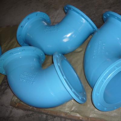 China Pipe lines connect nodular cast iron pipe fittings flange 90/45/22.5 degree double bend for BSEN545/ISO2531 standard for sale