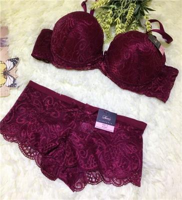 China New Design Selling Lace Design Women Breathable Hot Panties Bra Set Lady Underwear for sale