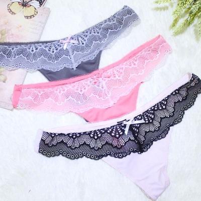 China Wholesale Antibacterial Women's Antibacterial Ladies Lace Women's Ladies Underwear Sexy Panties Thong for sale