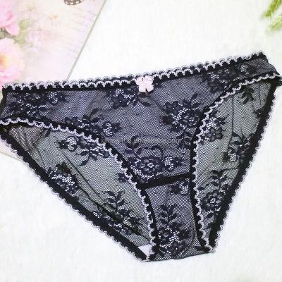 China Fashion Breathable Sexy Lace Women's Transparent Panties for sale